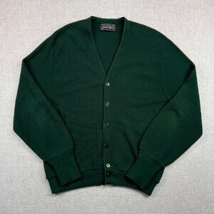 VTG 70s Robert Bruce Arnold Palmer Cardigan Sweater Men L Green Retro Grandpa